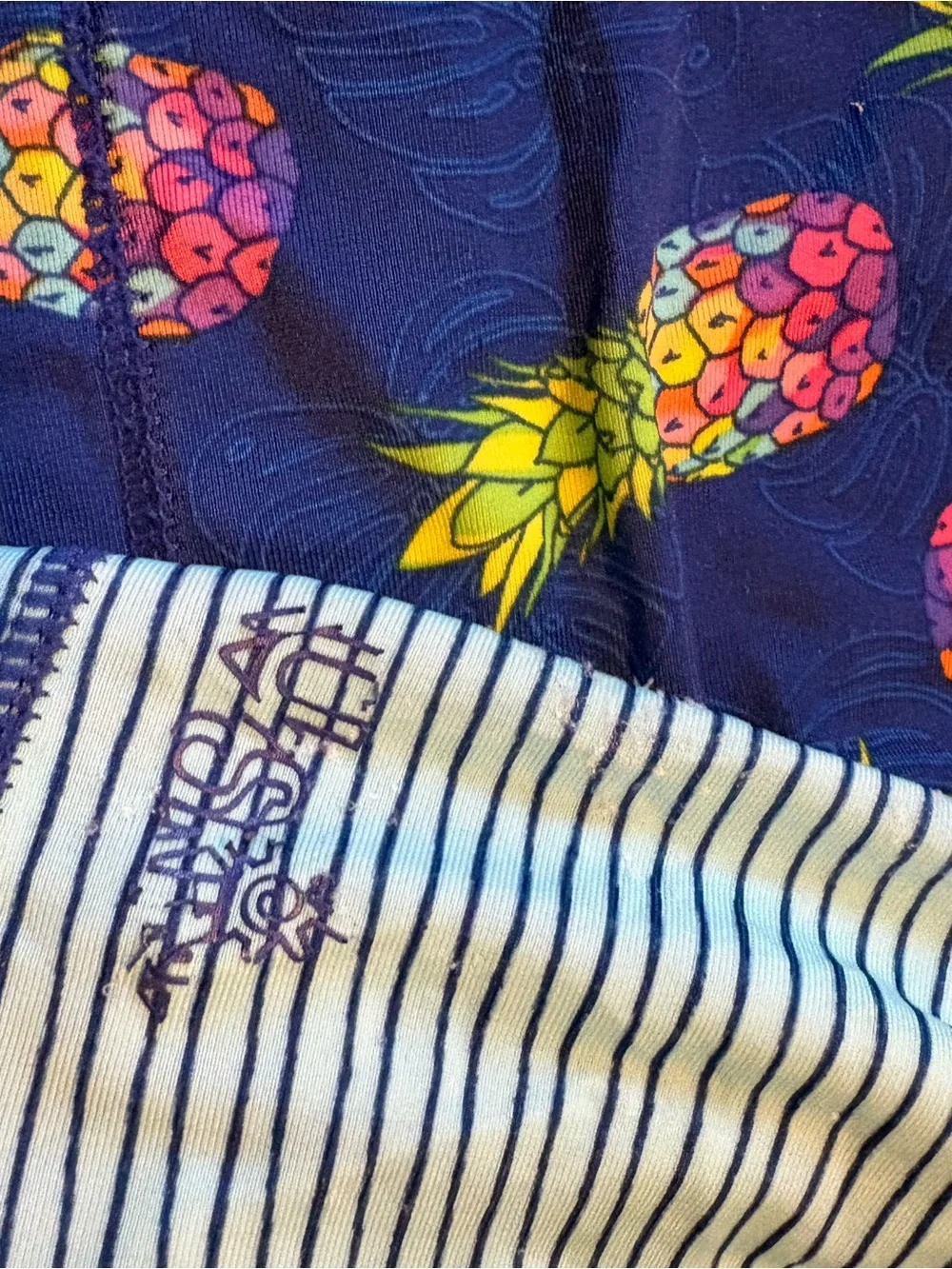 Kids Pineapple One-Piece Swim shirt - Navy/Multicolor